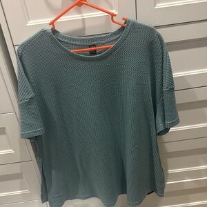 SHEIN Teal Textured Short Sleeve Tee